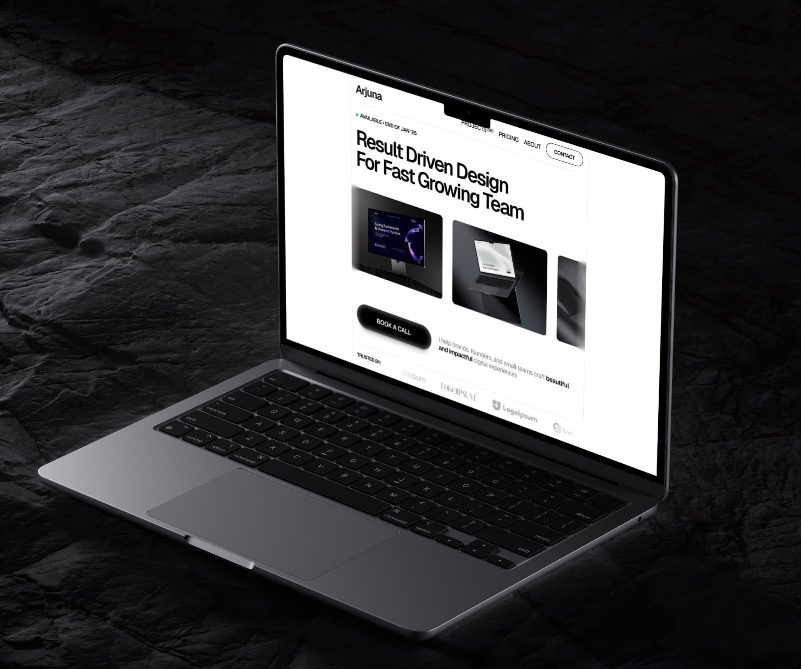 Website design mockup for a modern digital product